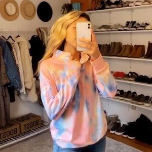 Tie dye cropped zip up